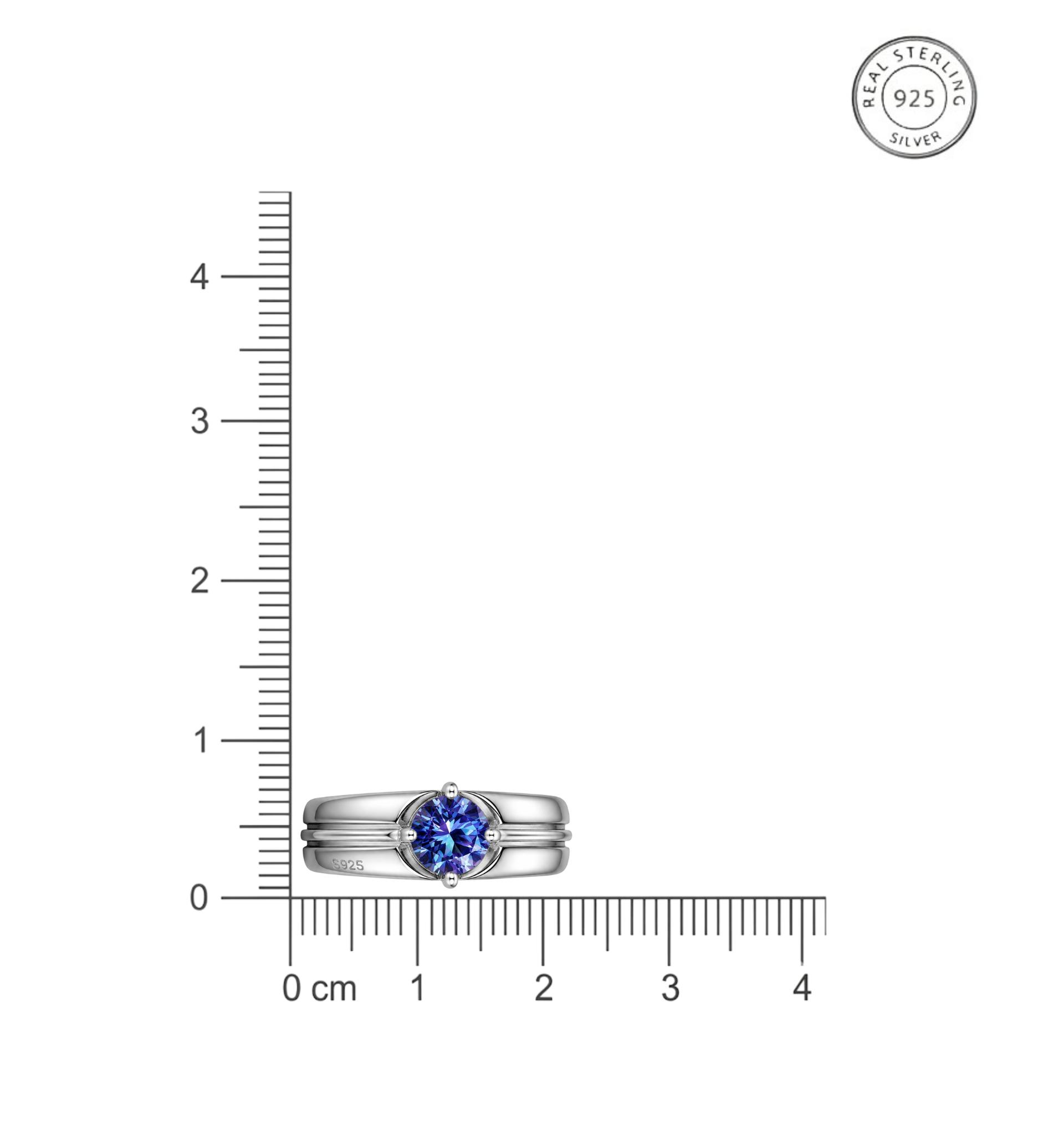 925 Sterling Silver Blue Sapphire Solitaire Adjustable Ring Men's Ring - Image 5